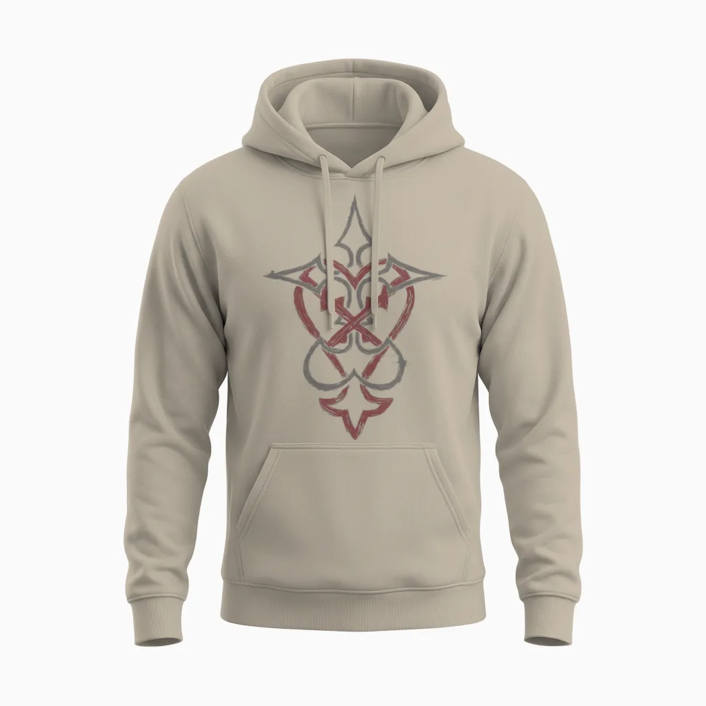 Disney Kingdom Hearts Mixed Crossed Key Dual Tone Logo Unisex Hoodie - Sand