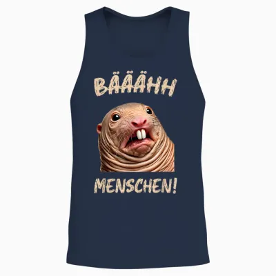 Funny T-Shirt with German Text "ich Hasse Menschen" [german Language], Black Unisex Tank Top - Navy