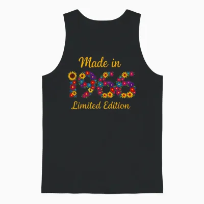Made in 1966 Limited Edition Blumen Vintage 60 Geburtstag Unisex Tank Top - Black