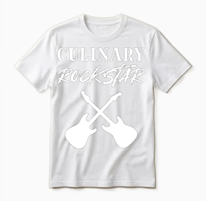 Culinary Rockstar Music Lover Gift Unisex T-Shirt in White