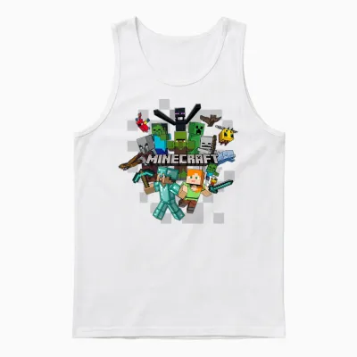 Minecraft Character Cluster Logo Unisex Tank Top - White