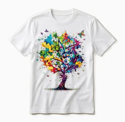 Awareness Autism Puzzle Pieces Colorful Tree Neurodiversity Unisex T-Shirt - White