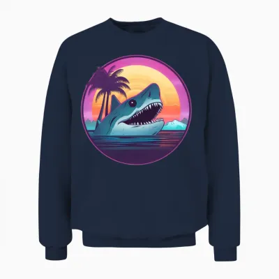 Shark Lovers Retro Style Unisex Sweatshirt - Navy