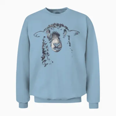 Schaf Gesicht Zeichnung Kunst Tierliebhaber Portrait Motiv Schaf Unisex Sweatshirt - Light Blue
