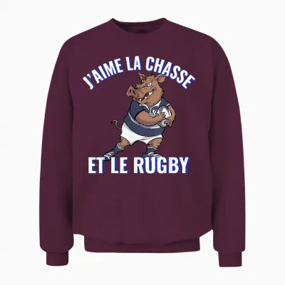 Boar Rugby Player for Hunting Lovers and Rugby T-Shirt, Black, S Unisex Sweatshirt - Maroon
