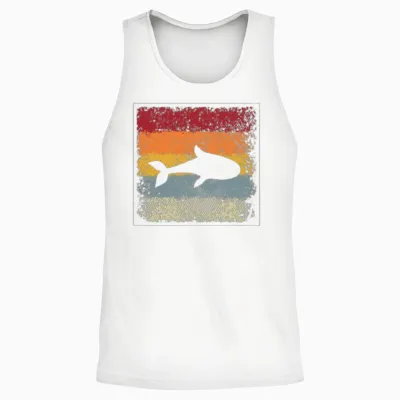 Fish Retro Unisex Tank Top - White
