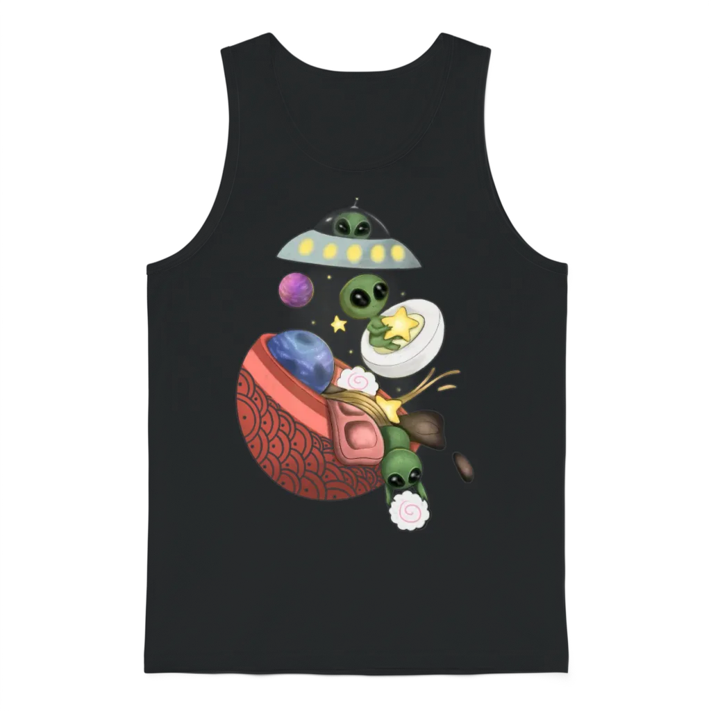 Alien Ramen Funny Ufo Noodle Unisex Tank Top - Black