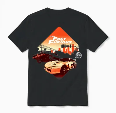 Fast & Furious 25th Anniversary Skyline Unisex T-Shirt - Black