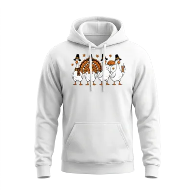 Funny Goose Squad Thanksgiving Friendsgiving Unisex Hoodie - White