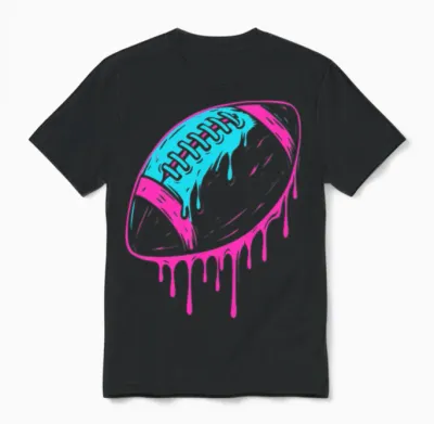 Dripping Pink & Blue Football Design Unisex T-Shirt - Black