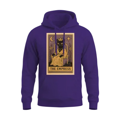 The Empress Cat Tarot – Mystical Black Cat Vintage Unisex Hoodie - Purple