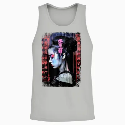 Geisha Asia Japan Woman Vintage Culture Tokyo Geisha T-Shirt, Black Unisex Tank Top - Ash