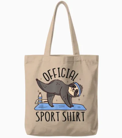 Sportshirt Fitnessshirt Fitness Damen Herren Kinder Faultier Tote Bags - Natural