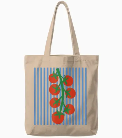 Tomaten Mit Blauen Streifen Pomodoro Tomatenmädchen Sommer Tote Bags - Natural