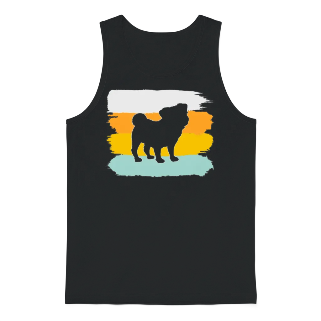 Pug Retro Unisex Tank Top - Black