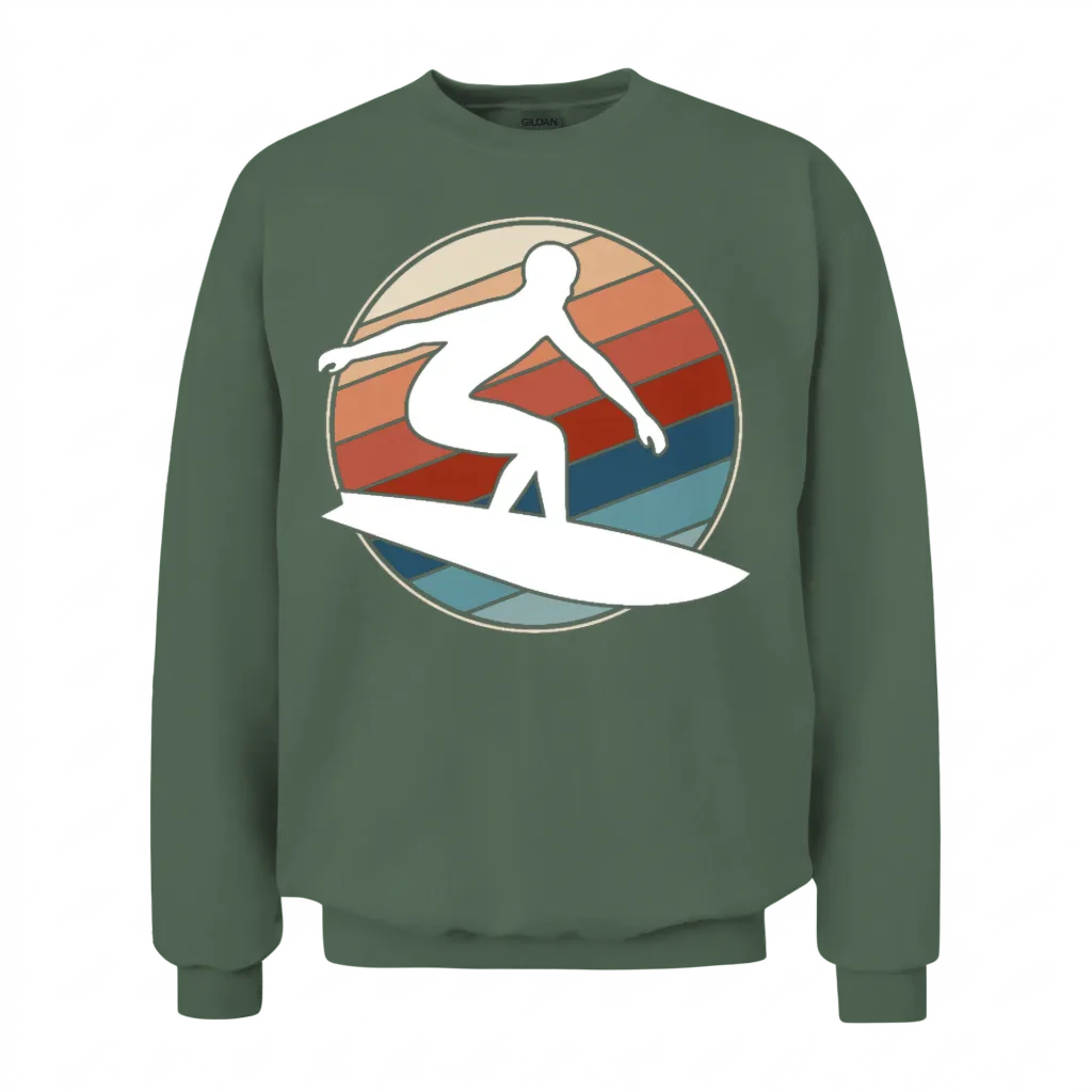 Surfer Retro Style Unisex Sweatshirt - Military Green