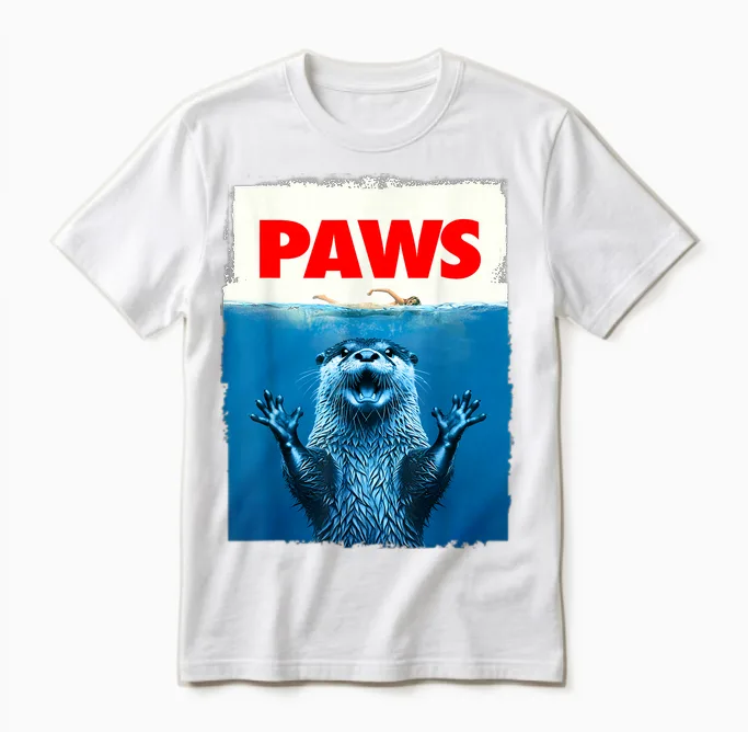 Paws Otter Lustiges Otter-Liebhaber, Geschenke Für Männer, Frauen, Kinder, Teenager Unisex T-Shirt in White