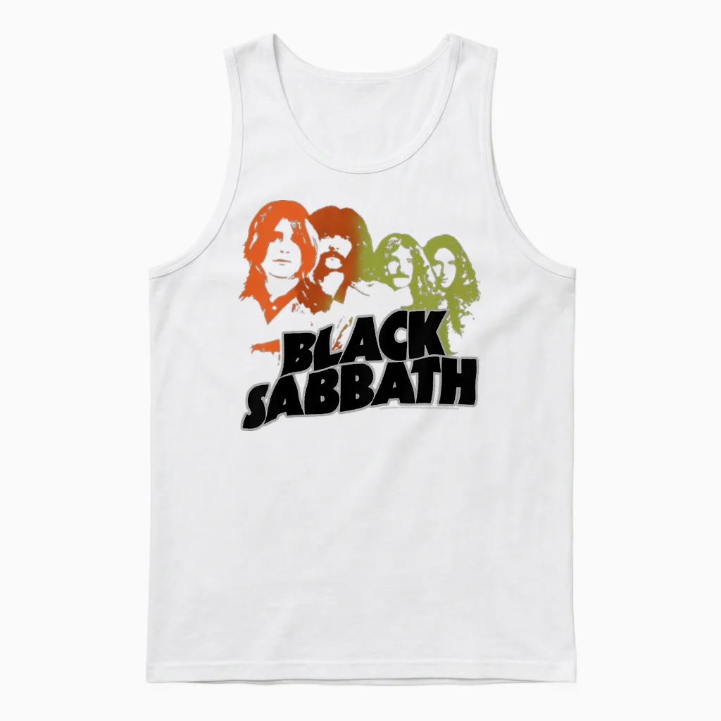 Kids Black Sabbath Band Sketch Kids Black Unisex Tank Top in White