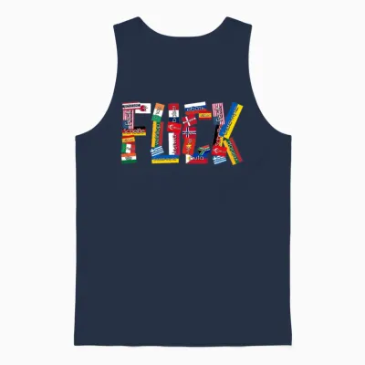Grumpy International Curse Words Unisex Tank Top - Navy