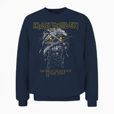 Iron Maiden Powerslave Head Mummy Brown Unisex Sweatshirt - Navy