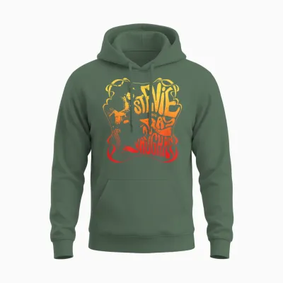Stevie Ray Vaughan – Psychedelic Rock Musician Blues T-Shirt, Black, S Unisex Hoodie - Military Green