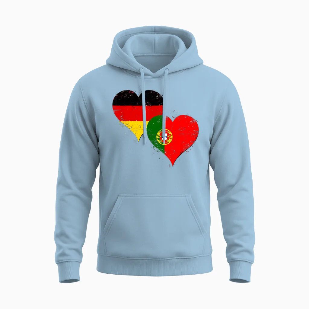 Stolze Deutsch Portugiesisch Mit Deutschland Portugal Flagge Unisex Hoodie in Light Blue