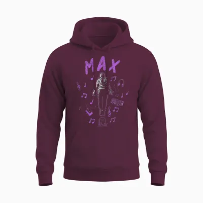 Stranger Things 4 Max Painted Music Notes Unisex Hoodie - Maroon