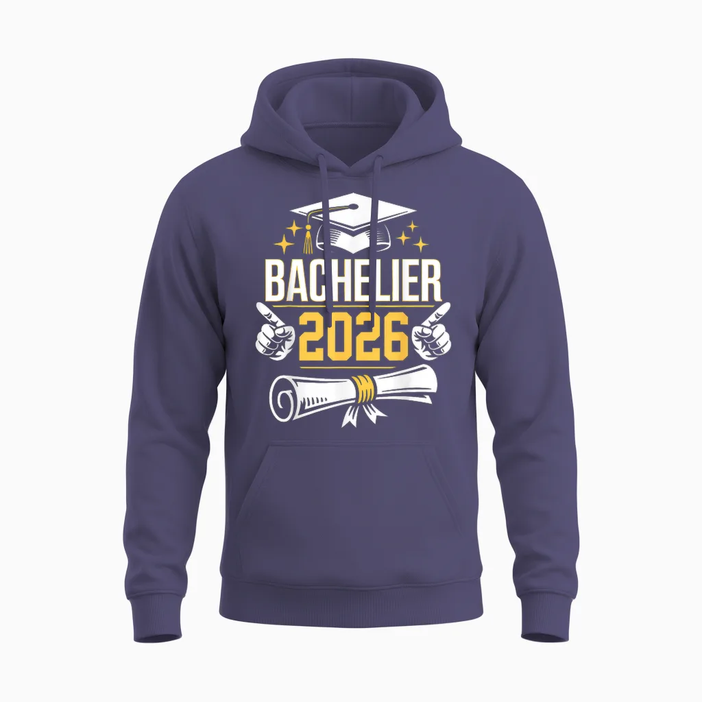 Bachelor Gift Congratulations Bac 2026 Diploma Bachelor Unisex Hoodie in Heather Sport Dark Navy