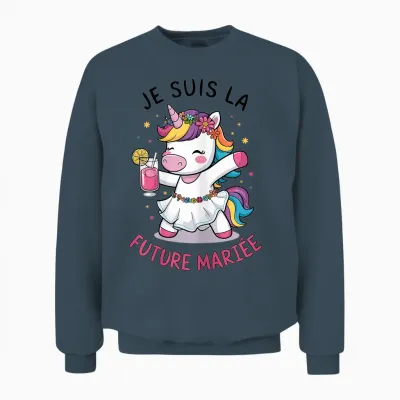 Je Suis La Future Bride Wedding Woman Unicorn T-Shirt, White Unisex Sweatshirt - Dark Heather