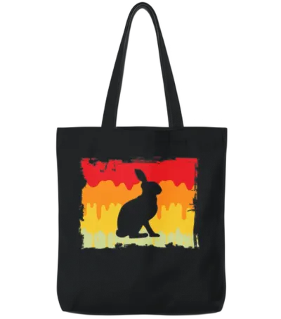 Rabbit Retro Tote Bags - Black