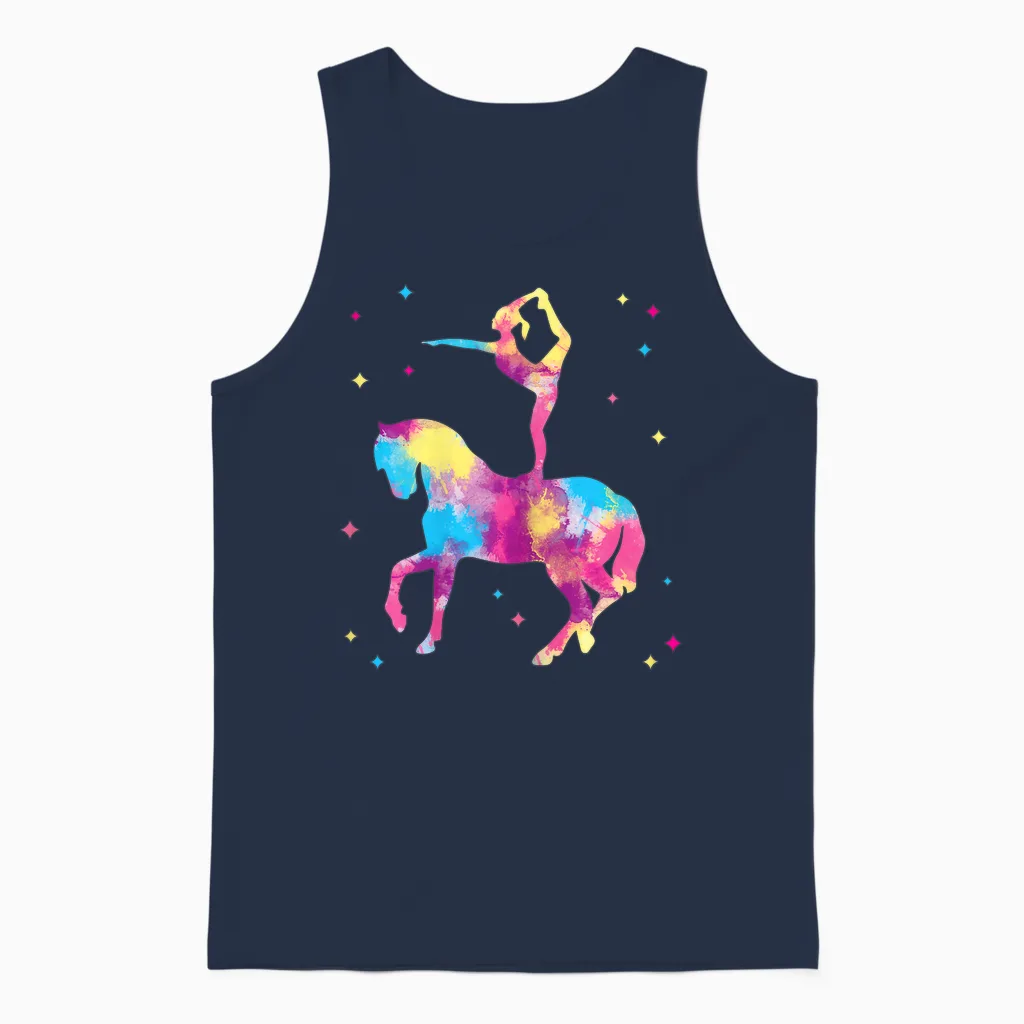 Voltigieren Volti Horse Girl's T-Shirt, Black Unisex Tank Top in Navy