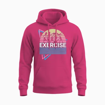 Exercise Workout Fitness Retro Unisex Hoodie - Heliconia