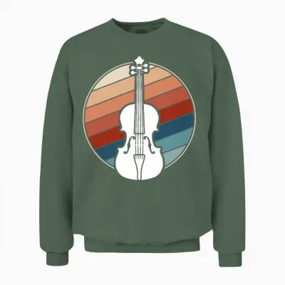 Violin in Retro Style Unisex Sweatshirt - Military Green