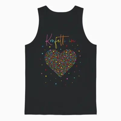 Confetti Heart Fancy Dress Costume Carnival Confetti in Heart T-Shirt, Black Unisex Tank Top - Black