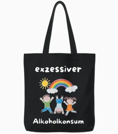 Excessive Alcohol Consumption Funny Tote Bags - Black