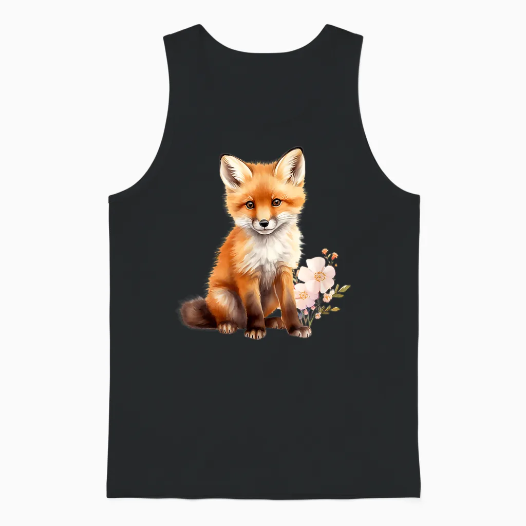 Joli Bébé Renard Art Unisex Tank Top in Black