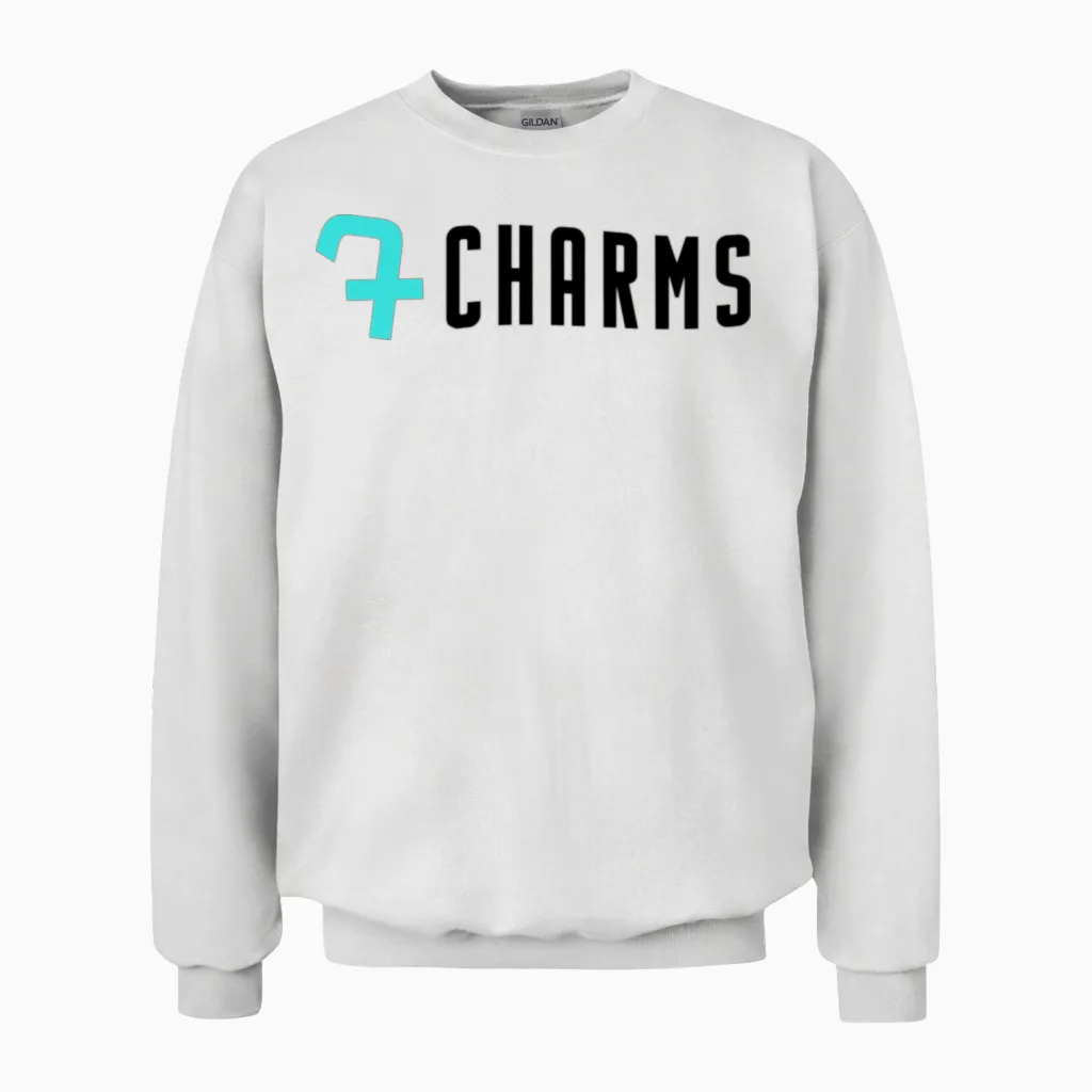 7charms Logo Turquoise/black Unisex Sweatshirt in White