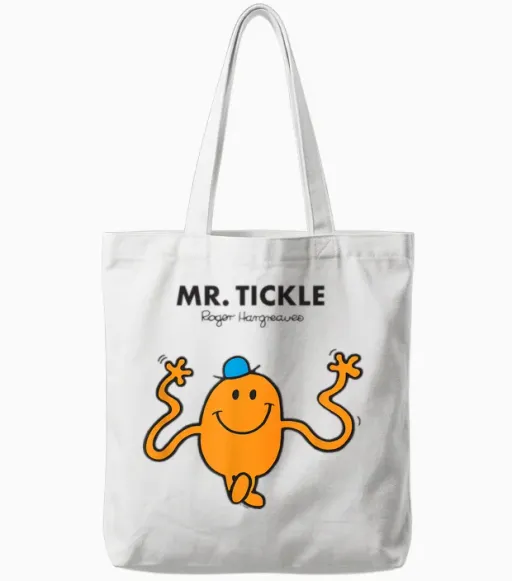 Mr. Men Mr. Tickle Tote Bags - White