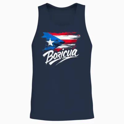 Puerto Rico Flag Boricua Unisex Tank Top - Navy
