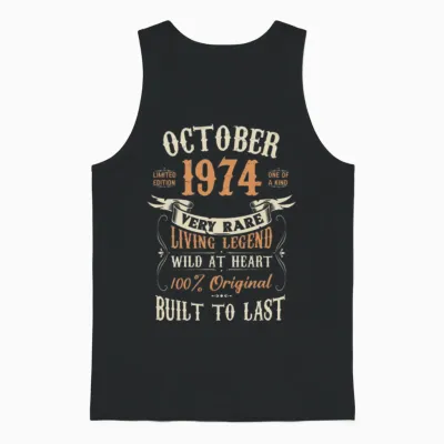 October 1974 Birthday Surprise Unisex Tank Top - Black