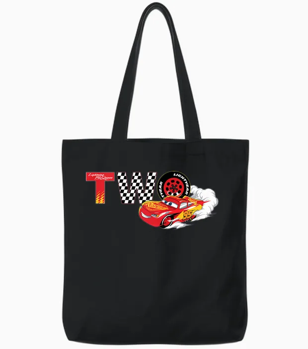 Disney & Pixar's Cars Numbers 2 Second 2nd Birthday Party Tote Bags in Black