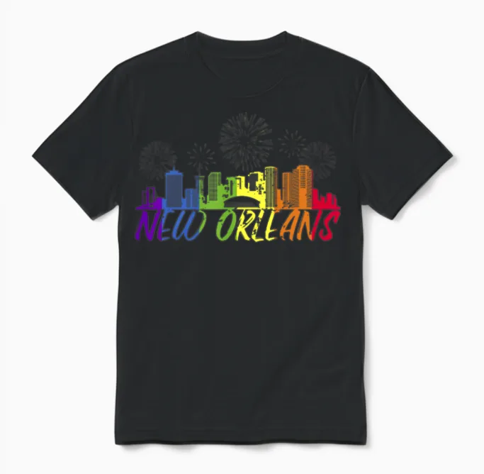 New Orleans Pride Skyline Pride Parade New Orleans Unisex T-Shirt in Black