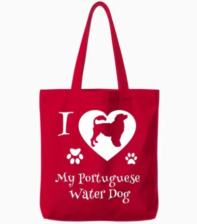 Portuguese Water Dog for Portie Dog Tote Bags - Red
