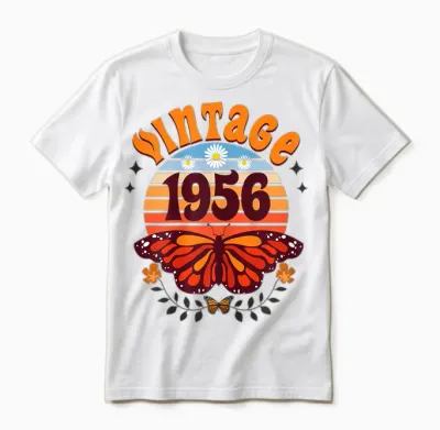 Vintage Année 1956 Papillon 70 Ans Anniversaire Femme Unisex T-Shirt - White
