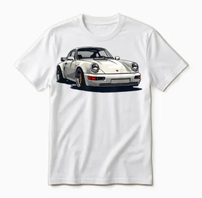 911 Retro Vintage 964 Turbo Car Classic Automotive Track T-Shirt - Black, Small, Unisex-Adults, Short Sleeve, Unisex T-Shirt - White