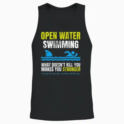 Funny Open Water Swimming Shark Unisex Tank Top - Black