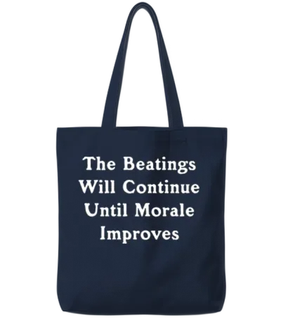 The Beatings Will Continue Music Tote Bags - Navy