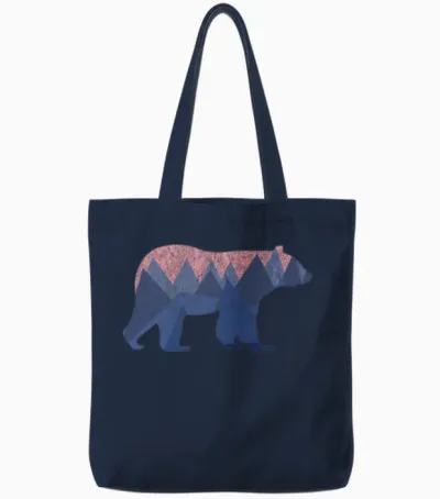 Mountain Bear Tote Bags - Navy