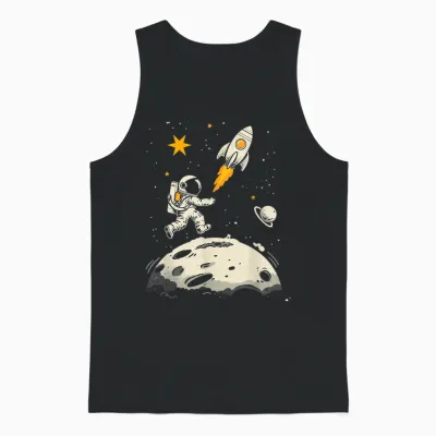 Weltraum Rakete Und Astronaut Raumschiff Kinder Unisex Tank Top - Black