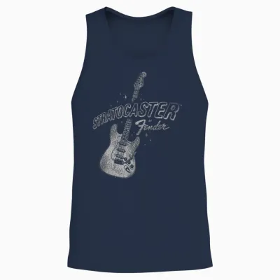 Fender Stratocaster Sparkling Guitar Vintage Unisex Tank Top - Navy